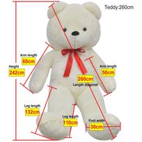 minkstas suo zaislas - Pliušinis žaislas VLX Teddy Bear, baltas, 242 cm - 5 nuotrauka