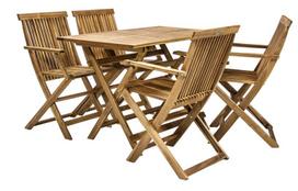 Home4you Finlay Folding Table And 4 Chairs Set Acacia