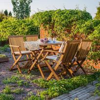 baldai kedes - Home4you Finlay Folding Table And 4 Chairs Set Acacia - 4 nuotrauka