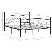 miegamojo lova su ciuziniu - Lova VLX Metal, juoda, 211x189 cm, su čiužiniu, su grotelėmis - 5 nuotrauka