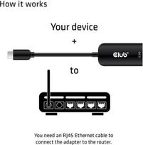 usb kabelis 10m - Club 3D Network Adapter USB-C 3.2 Gen1 To RJ45 2.5Gbps Black - 4 nuotrauka
