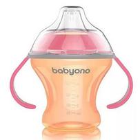 BABYONO neišsiliejantis puodelis minkštu snapeliu, mėlyna spalva, 180 ml