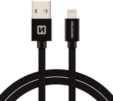 apple laidu - Swissten Textile Lightning Data and Charging USB Cable 3m Black - 1 nuotrauka