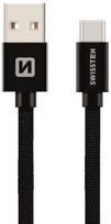 Swissten Textile USB To USB Type-C 3.1 Data And Charge Cable 3m Black