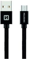 usb duomenu - Swissten Textile Micro USB Data and Charging Cable 3m Black - 1 nuotrauka