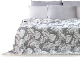 lovatieses 220x240 - Lovatiesė DecoKing Tropical Leaves, balta/pilka, 240 cm x 220 cm - 2 nuotrauka