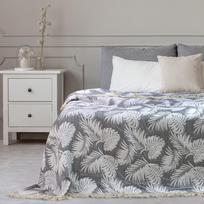 lovatieses 220x240 - Lovatiesė DecoKing Tropical Leaves, balta/pilka, 240 cm x 220 cm - 3 nuotrauka