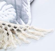 lovatieses 220x240 - Lovatiesė DecoKing Tropical Leaves, balta/pilka, 240 cm x 220 cm - 4 nuotrauka