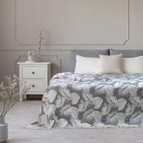 lovatieses 220x240 - Lovatiesė DecoKing Tropical Leaves, balta/pilka, 240 cm x 220 cm - 7 nuotrauka