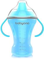 BABYONO neišsiliejantis puodelis kietu snapeliu NATURAL NURSING, mėlyna spalva, 260 ml