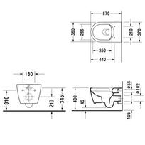 durave - Pakabinamas unitazas Duravit ME By Starck Rimless, su dangčiu, 370x570 mm - 3 nuotrauka