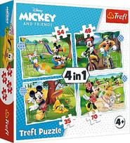 peliukas mikis - Dėlionė Trefl Mickey And Friends 4 in 1 34604, 207 vnt. - 1 nuotrauka