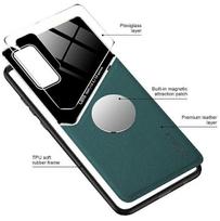 iphone case leather - Dėklas Mocco Lens Leather Back Case Apple iPhone 11 Pro Max, juoda/žalia - 3 nuotrauka