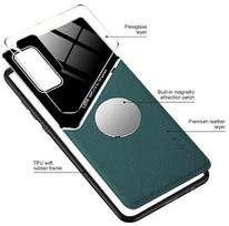 iphone 12 pro max deklas - Dėklas Mocco Lens Leather Back Case Apple iPhone 12 Pro Max, juoda/žalia - 3 nuotrauka