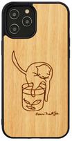 cat deklas - Dėklas Man&Wood Cat with Red Fish for iPhone 12/12 Pro, ruda/juoda - 1 nuotrauka