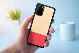 dekliukai s20 - Dėklas Man&Wood Galaxy S20+, juoda/raudona/kreminė - 5 nuotrauka