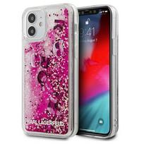 Nugarėlės dėklas Karl Lagerfeld iPhone 12 5.4'' Liquid Glitter Charms Cover Pink