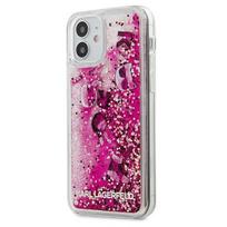 iphone 12 mini deklas - Nugarėlės dėklas Karl Lagerfeld iPhone 12 5.4'' Liquid Glitter Charms Cover Pink - 2 nuotrauka