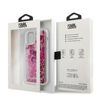 iphone 12 mini deklas - Nugarėlės dėklas Karl Lagerfeld iPhone 12 5.4'' Liquid Glitter Charms Cover Pink - 5 nuotrauka