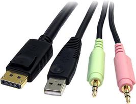 displayport 1.4 kabelis - Laidas StarTech USB DisplayPort® KVM Switch Cable, juoda, 1.8 m - 3 nuotrauka