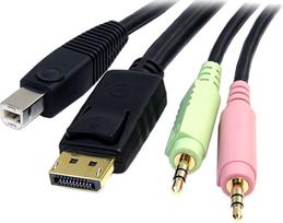 displayport 1.4 kabelis - Laidas StarTech USB DisplayPort® KVM Switch Cable, juoda, 1.8 m - 4 nuotrauka