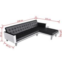 sofos lovos oda - Sofa-lova VLX Faux Leather L-Shaped, balta/juoda, dešininė, 218 x 155 x 69 cm - 8 nuotrauka