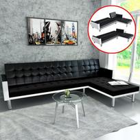 sofos lovos oda - Sofa-lova VLX Faux Leather L-Shaped, balta/juoda, dešininė, 218 x 155 x 69 cm - 9 nuotrauka