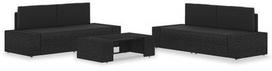 Lauko baldų komplektas VLX Garden Lounge Set Poly Rattan, juodas, 4 vietų