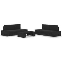 lauko baldai 4 vietu - Lauko baldų komplektas VLX Garden Lounge Set Poly Rattan, juodas, 4 vietų - 9 nuotrauka