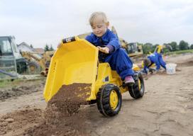 dumperis - Traktorius Rolly Toys Kid Dumper CAT Yellow 024179 - 2 nuotrauka