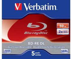 bluray - BluRay BD-RE DL Verbatim [ jewel case 5 | 50GB | 2x | HARD COAT ] - 1 nuotrauka