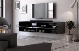 Pirkti TV staliukas Vivaldi Meble Derby 140, juodas, 1400x328x300 mm - Photo 3