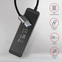 usb 3.2 gen 2 cable - AXAGON HUE-MSA 4x USB3.2 Gen 1 SWITCH hub, metal, micro USB power IN, 20cm USB-A cable - 4 nuotrauka