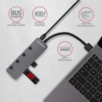 usb 3.2 gen 2 cable - AXAGON HUE-MSA 4x USB3.2 Gen 1 SWITCH hub, metal, micro USB power IN, 20cm USB-A cable - 5 nuotrauka
