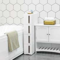 laisvai pastatomos vonios spinteles - Songmics Storage Rack White 45x17x84cm - 8 nuotrauka