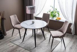 valgomojo stalas 100 cm - Signal Meble Table Ideal Grey/Black 100x100cm - 4 nuotrauka