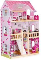 pinti baldsi - EcoToys Wooden Dollhouse With Furniture And LED Pink - 3 nuotrauka