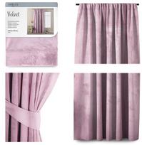AmeliaHome Velvet Pleat Curtains Pink 140x245cm