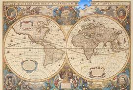 pasaulio zemelapis puzzle - Dėlionė Ravensburger Antique World Map, 5000 dalių - 2 nuotrauka