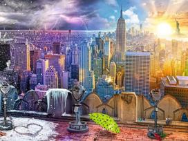 puzzle 1500 - Ravensburger Puzzle New York Winter & Summer 1500pcs 160082 - 2 nuotrauka