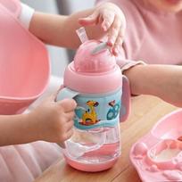 gertuve su siaudeliu - Marcus & Marcus 2 Stage Tritan Straw Bottle Pink - 8 nuotrauka