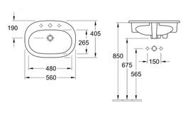 praustuvai 40 cm - Villeroy & Boch O. Novo 41615601, 40,5 x 20 x 56 cm - 2 nuotrauka