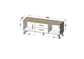 40 tv stovas - Cama Meble Lotta 180 TV Stand White/Sonoma Oak - 3 nuotrauka