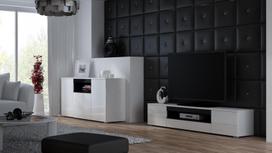 Cama Meble Viva 180 TV Stand White/White gloss/Black