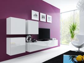balta pakabinama lentyna - Cama Meble Vigo Square Cabinet White/White Gloss - 3 nuotrauka