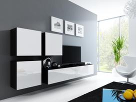 balta pakabinama lentyna - Cama Meble Vigo Square Cabinet Black/White Gloss - 3 nuotrauka