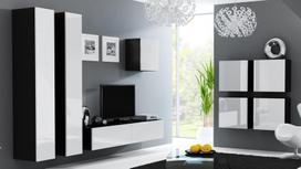 balta pakabinama lentyna - Cama Meble Vigo Square Cabinet Black/White Gloss - 4 nuotrauka