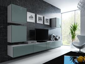 spinteles spinta - Cama Meble Vigo Square Cabinet White/Grey Gloss - 2 nuotrauka