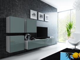 spinteles spinta - Cama Meble Vigo Square Cabinet White/Grey Gloss - 3 nuotrauka