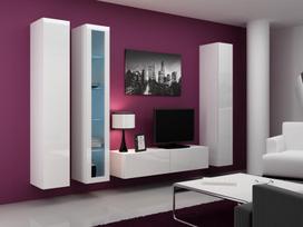 pakabinamos vitrinos - Cama Meble Vigo 180 Glass Case White/White Gloss - 4 nuotrauka